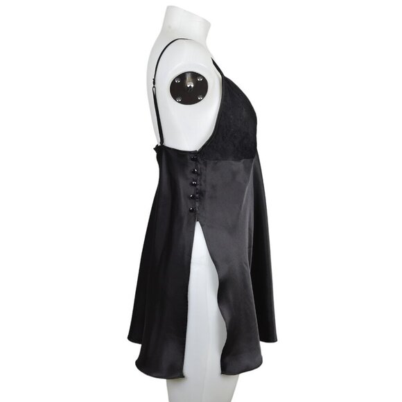 La Senza Slip Dress Nightgown Side Slits Lingerie Black Teddy Size Large - Picture 6 of 12